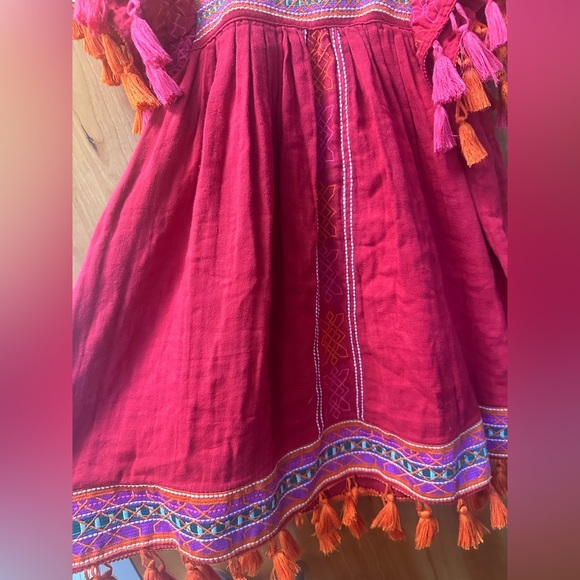 Girls Mer St. Barth Red Cotton Embroidered Flutter Sleeve Sundress size 2 - Picture 3 of 7
